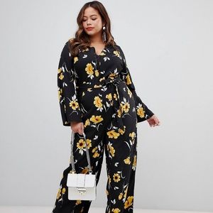 Asos Curve Black jumpsuit with sunflowers
